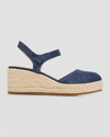 EILEEN FISHER SUEDE ANKLE-STRAP WEDGE ESPADRILLES