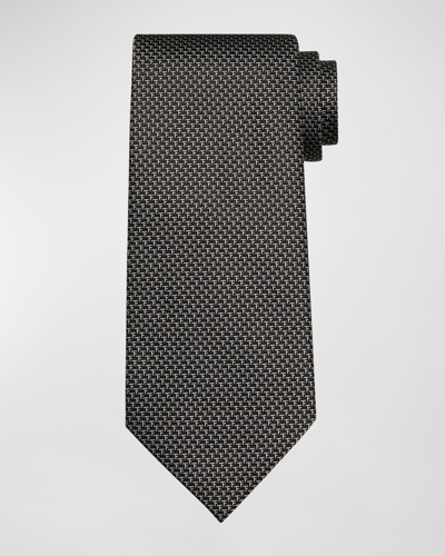 Tom Ford Men's Micro-tf Jacquard Silk Tie In White