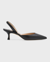 MANOLO BLAHNIK CAROLYNE LEATHER LOW-HEEL SLINGBACK PUMP