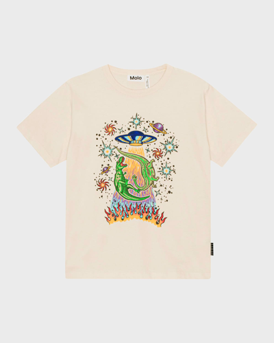 Molo Kids' Riley Graphic-print Organic Cotton T-shirt In Ufo And Dinos