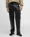 FRAME MEN'S PANELED LOOSE-FIT LEATHER TROUSERS