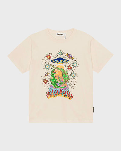 Molo Kids' Boy's Riley Ufo Graphic T-shirt In Ufo And Dinos