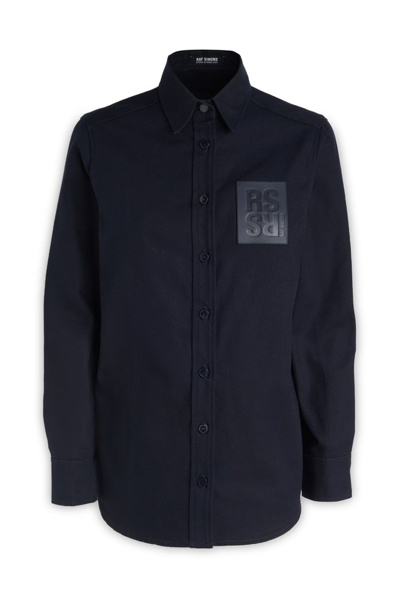 Raf Simons Logo-patch Cotton Shirt In Black
