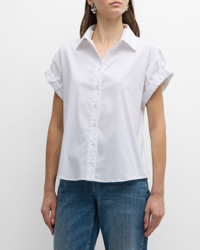 Finley Button-down Cotton Poplin Camp Shirt In White