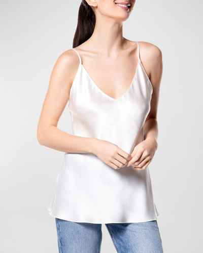 Christine Lingerie V-neck Silk Cami In Pearl