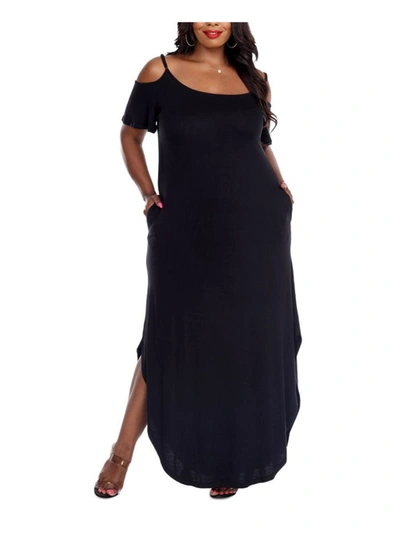 White Mark Plus Womens Jersey Cold Shoulder Maxi Dress In Black
