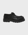 Bottega Veneta Haddock Intrecciato Leather Derby Shoes In Black