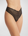 Hanky Panky Wrapped Around You Geometric Lace Thong In Black