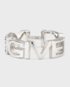 GIVENCHY MEN'S LOGO LETTERS SILVERY BAND RING