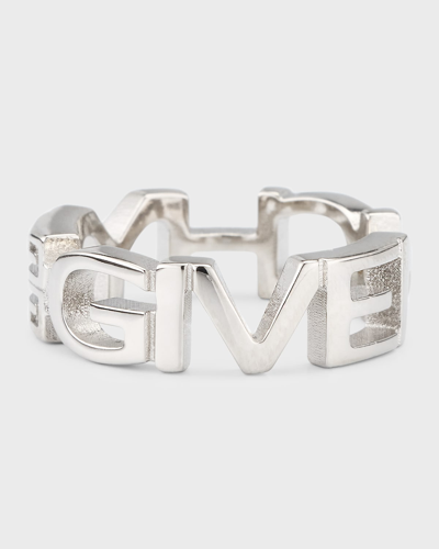 Givenchy Men's Logo Letters Silvery Band Ring In 040 Silvery