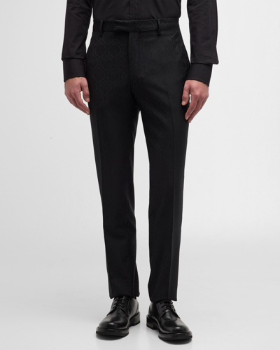 Etro Men's Medallion Jacquard Tuxedo Trousers In Black