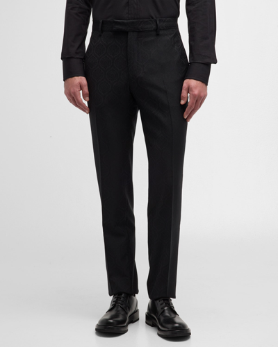 Etro Men's Medallion Jacquard Tuxedo Pants In Black