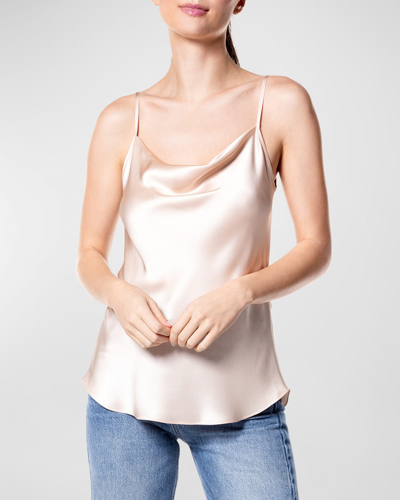 Christine Lingerie Cowl-neck Silk Cami In Pearl