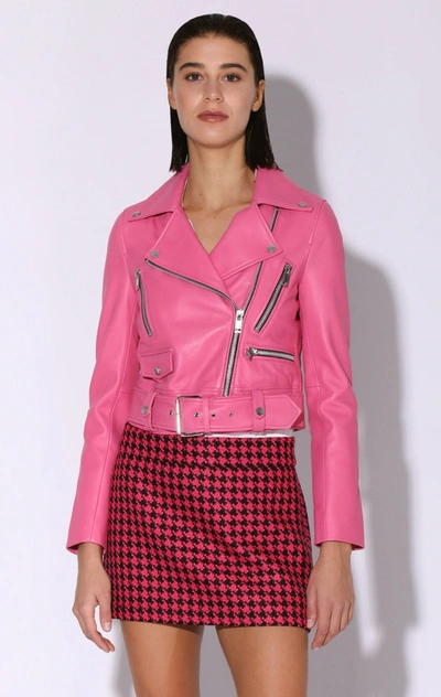 Walter Baker Nicole Leather Jacket In Pink