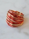 A Blonde And Her Bag Marcia Wire Wrap Ring In Red And Gold In Multi
