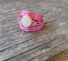 A BLONDE AND HER BAG TORREY RING IN HOT PINK WITH WHITE DRUZY