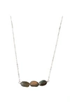 A Blonde And Her Bag Sterling Silver 3 Oval Stone Labradorite Bar Necklace In Multi