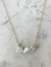 A Blonde And Her Bag Gold 3 Odd Stone Moonstone Bar Necklace In Multi