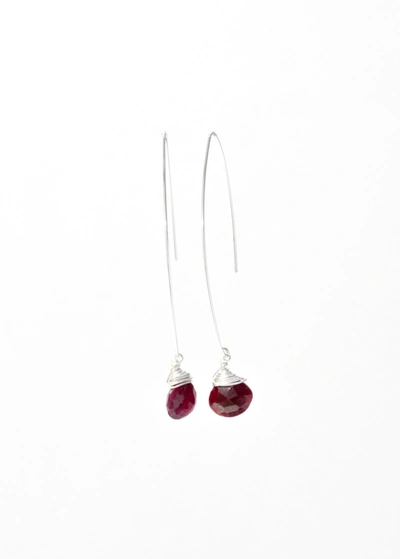 A Blonde And Her Bag Jill Long Wire Drop Earring In Ruby In Red