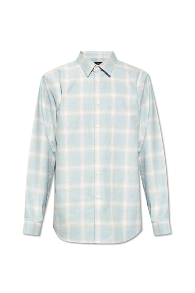 Theory Irving Checked Buttoned Shirt In Blue