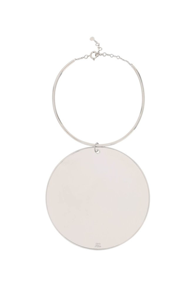 Courrèges Circular-pendant Tube Necklace In Silver,metallic