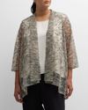 CAROLINE ROSE PLUS PLUS SIZE EMBROIDERED SHEER SWING CARDIGAN