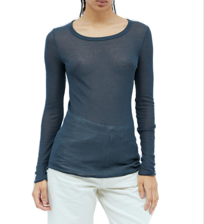 Lemaire Blue Seamless Long Sleeve T-shirt In Bl735 Storm Blue