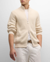 Brunello Cucinelli Men's Ribbed Full-zip Sweater In C9248 Off White