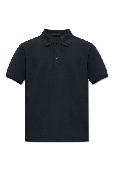 Theory Jocelin Straight Hem Polo Shirt In Navy