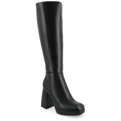 Journee Collection Women's Mylah Platform Block Heel Knee High Boots In Black