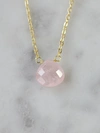A Blonde And Her Bag Stephanie Delicate Drop Necklace In Rose Quartz In Multi