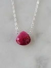 A BLONDE AND HER BAG STEPHANIE DELICATE DROP NECKLACE IN RUBY