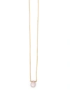 A Blonde And Her Bag Stephanie Delicate Drop Demi Fine Necklace In Rose Quartz In Multi