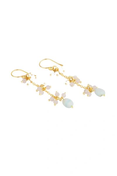 A Blonde And Her Bag Larimar Dangle Earrings With Moonstone In Gold