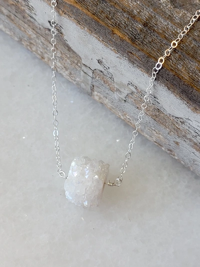 A Blonde And Her Bag White Stalactite Druzy Necklace In Silver