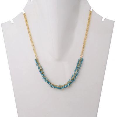 A Blonde And Her Bag Gold Necklace With Turquoise Bead Clusters In Blue
