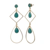 A BLONDE AND HER BAG GOLD DROP EARRINGS WITH BLUE CHALCEDONY ACCENT STONES