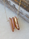 A Blonde And Her Bag Three Raw Peach Quartz Crystal Pendant Necklace In Gold In Grey