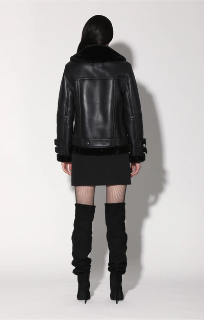 Walter Baker Whitney Jacket, Black Leather/ Black Fur - Leather