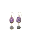 A Blonde And Her Bag Victoria Earrings In Purple Turquoise Mojave And Labradorite In Gold In Multi
