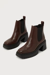 MADDEN GIRL TRIUMPH CHOCOLATE LUG SOLE ANKLE BOOTS