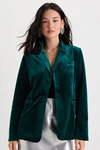 Lulus Upper Class Aesthetic Emerald Green Velvet Blazer In Emerald Green