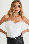 Lulus Flair For The Fabulous White Feather Cropped Tube Top In White