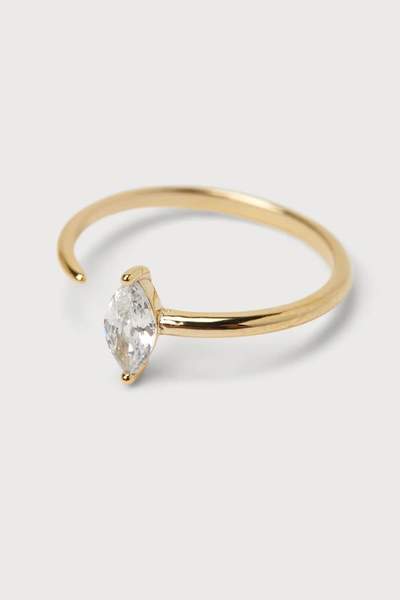 Lulus Cherished Shine Gold Marquise Rhinestone Ring