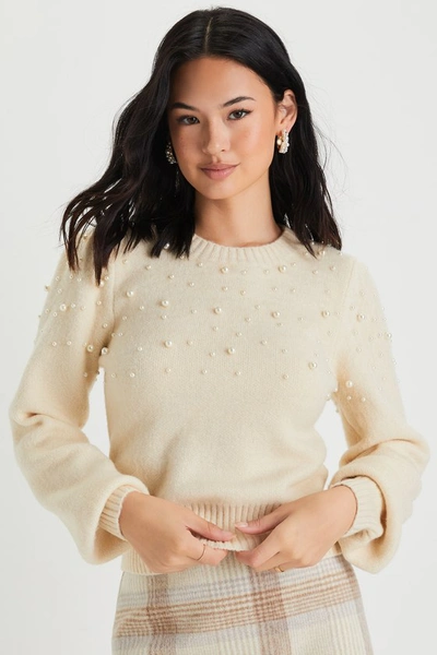 Lulus Undeniable Glow Ivory Pearl Pullover Sweater