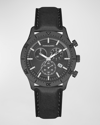 FERRAGAMO MEN'S 43MM FERRAGAMO MASTER CHRONO WATCH WITH LEATHER STRAP, BLACK