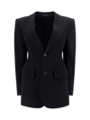 Balenciaga Hourglass Pinstripe Single-breasted Blazer In Black/white