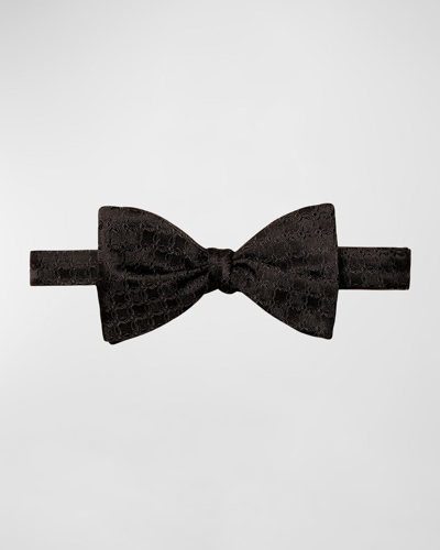 Eton Mens Black Geometric-pattern Silk Bow Tie