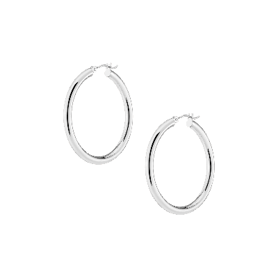 Aurate New York Classic Silver Hoop Earrings 35mm In White