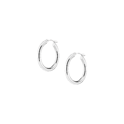 Aurate New York Classic Silver Hoop Earrings 25mm In White